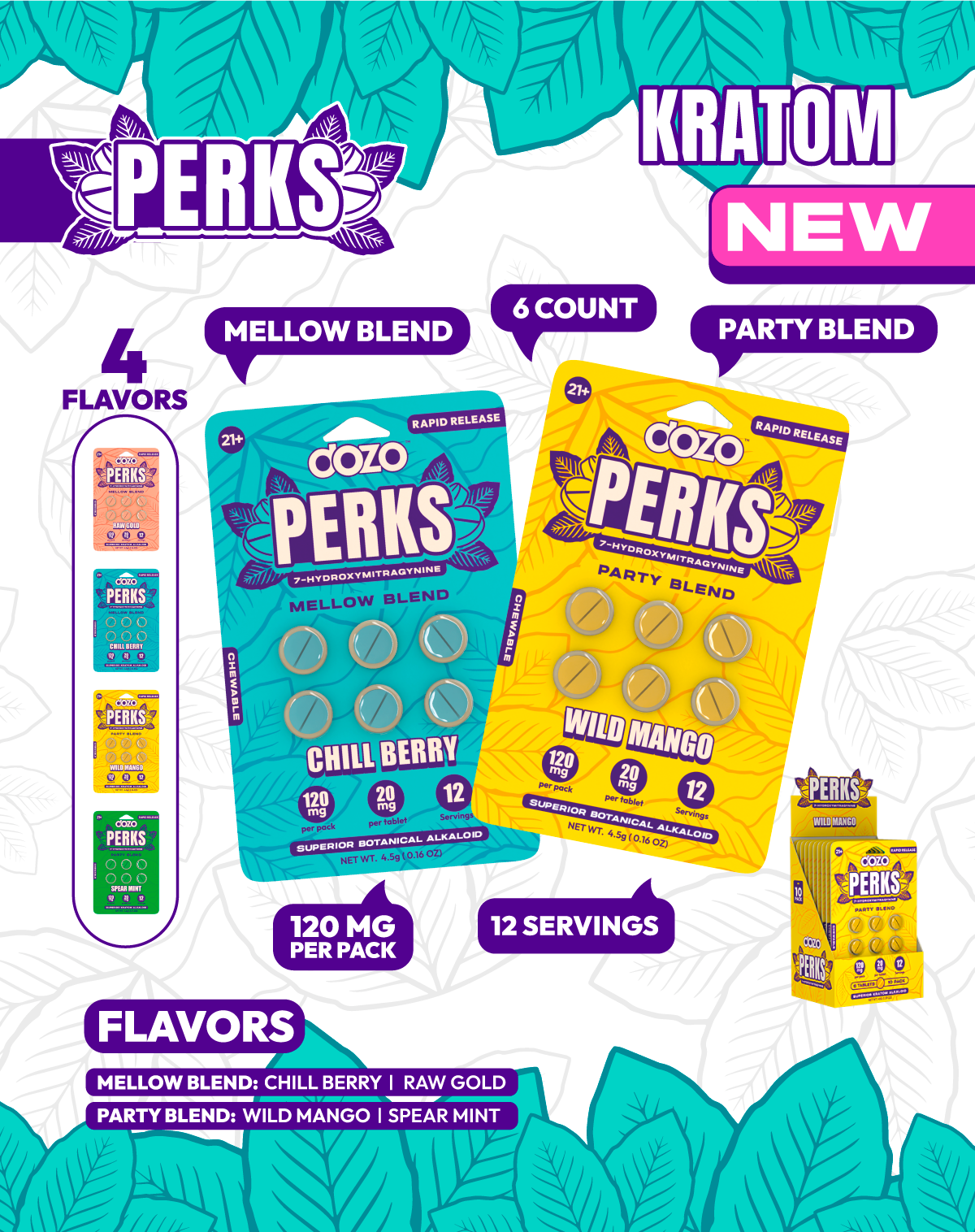 NEW 6ct Dozo PERKS 7-OH | 6ct (120 mg Per Pack)