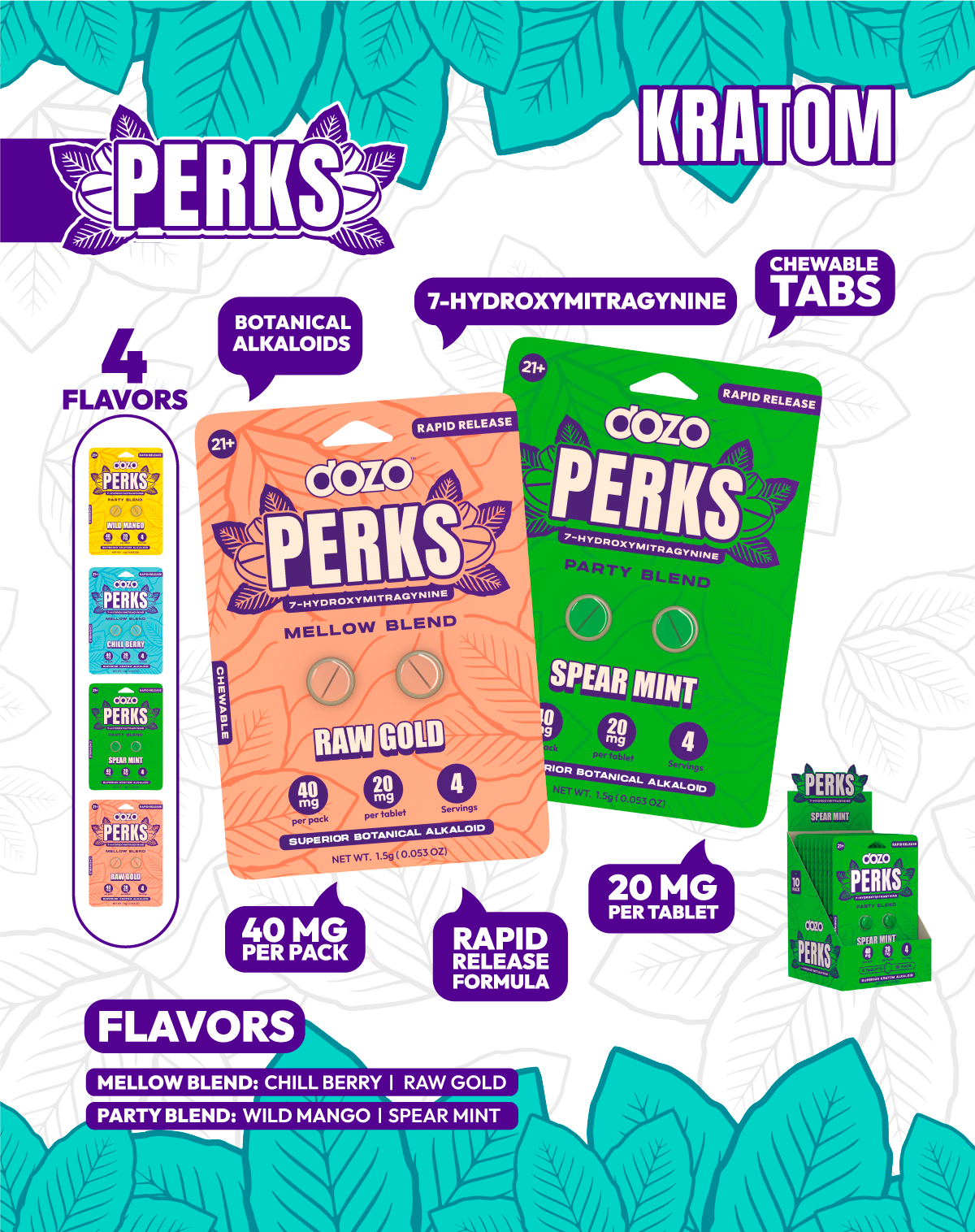 NEW FLAVORS Dozo PERKS 7-OH | 2ct (40 mg Per Pack)