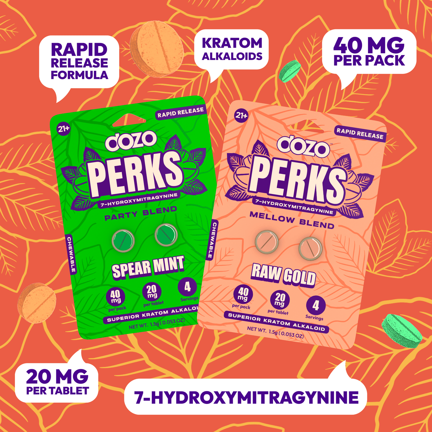 NEW FLAVORS Dozo PERKS 7-OH | 2ct (40 mg Per Pack)