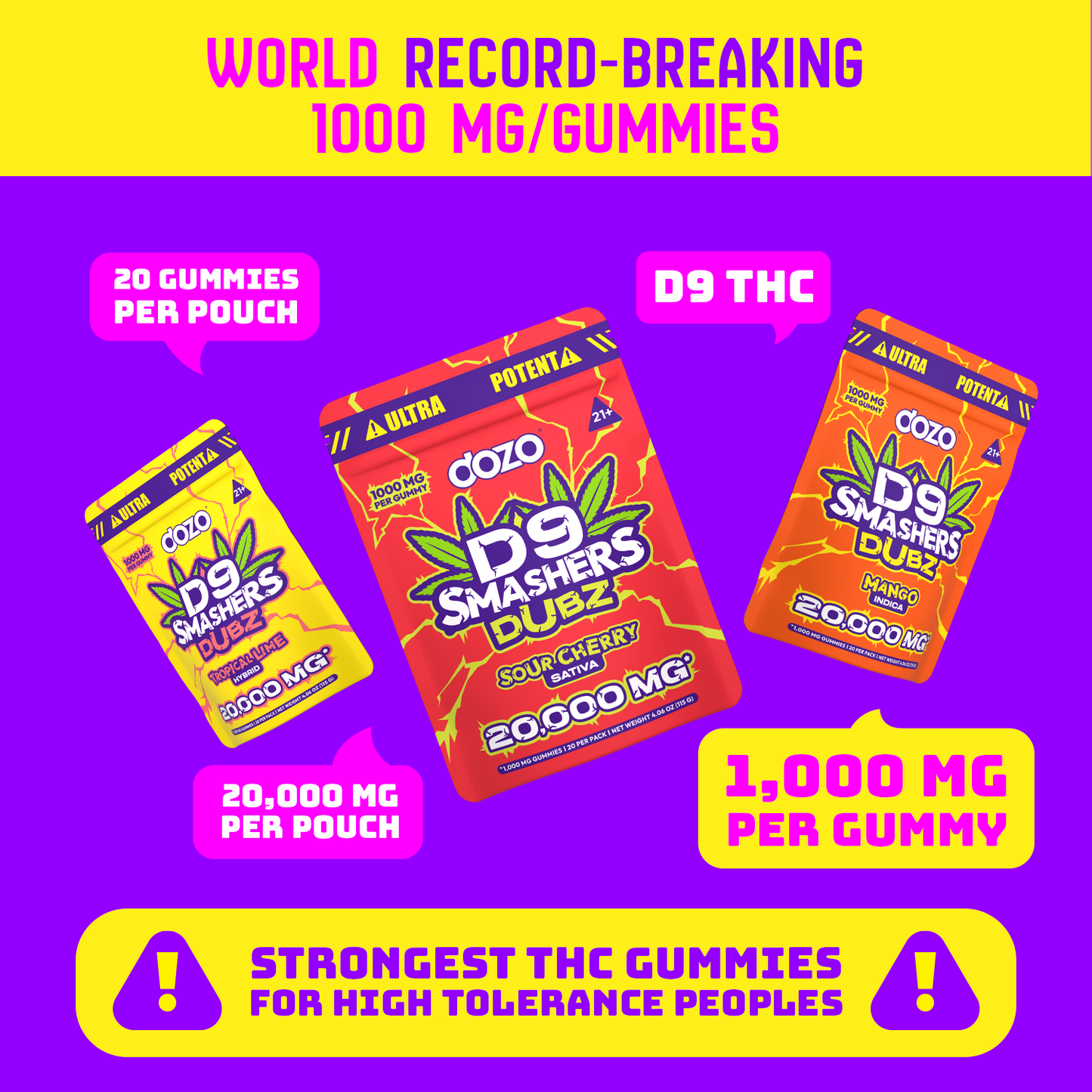 20k D9 Smasher - 1000mg/gummy