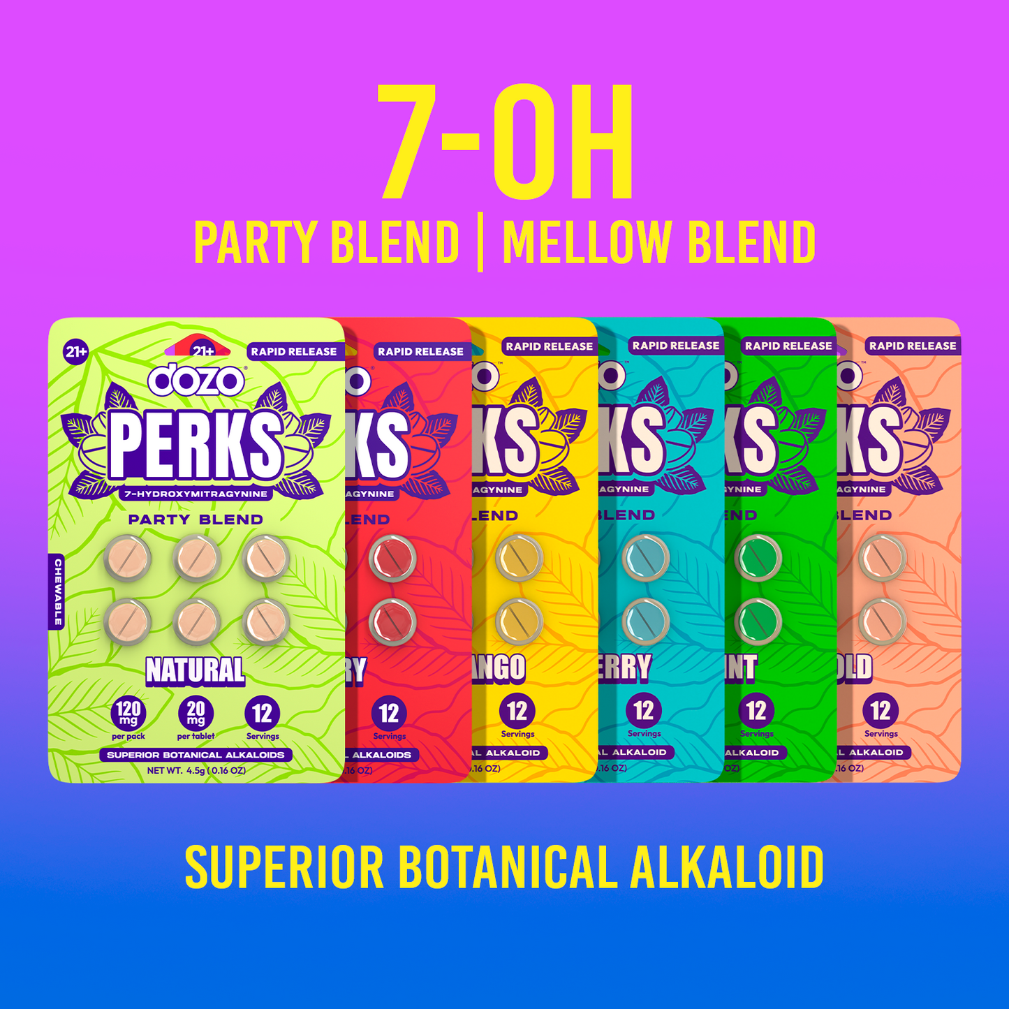NEW 6ct Dozo PERKS 7-OH | 6ct (120 mg Per Pack)