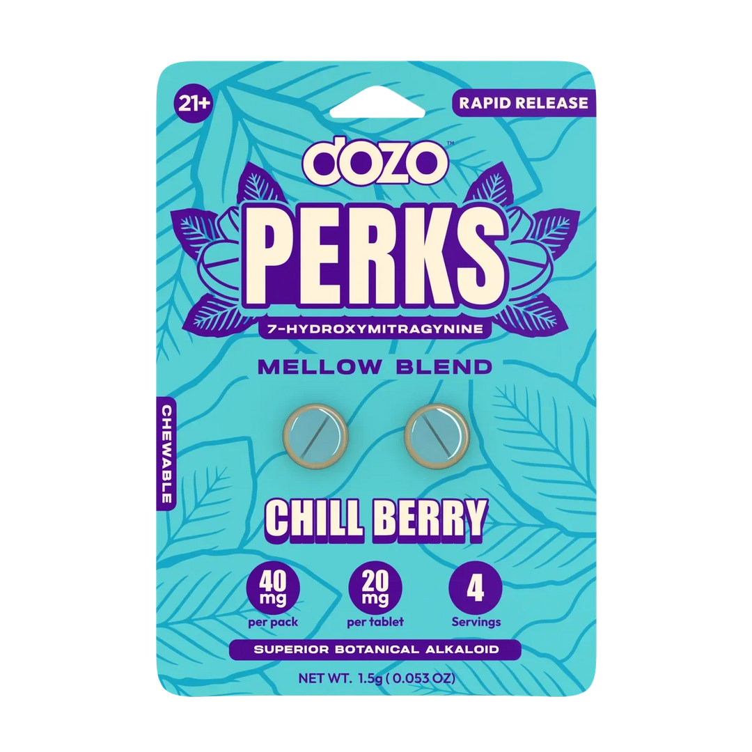 Dozo PERKS 7-HYDROXYMITRAGYNINE | CHILL BERRY (MELLOW BLEND) | 2ct (40 mg Per Pack)