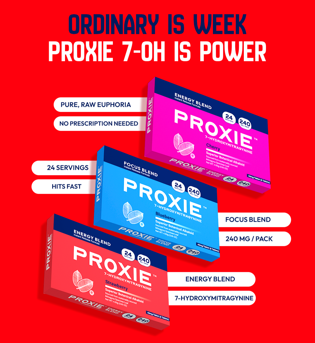 PROXIE 7-HYDROXYMITRAGYNINE| 24 Servings | 240 mg per Pack | Energy & Focus Blends