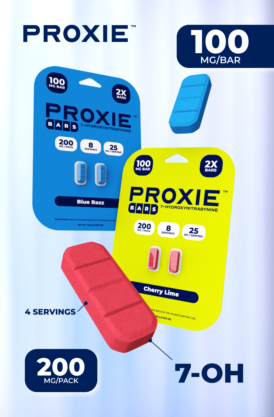2ct 100mg Proxie Bars 7-HYDROXYMITRAGYNINE | 200mg per PACK