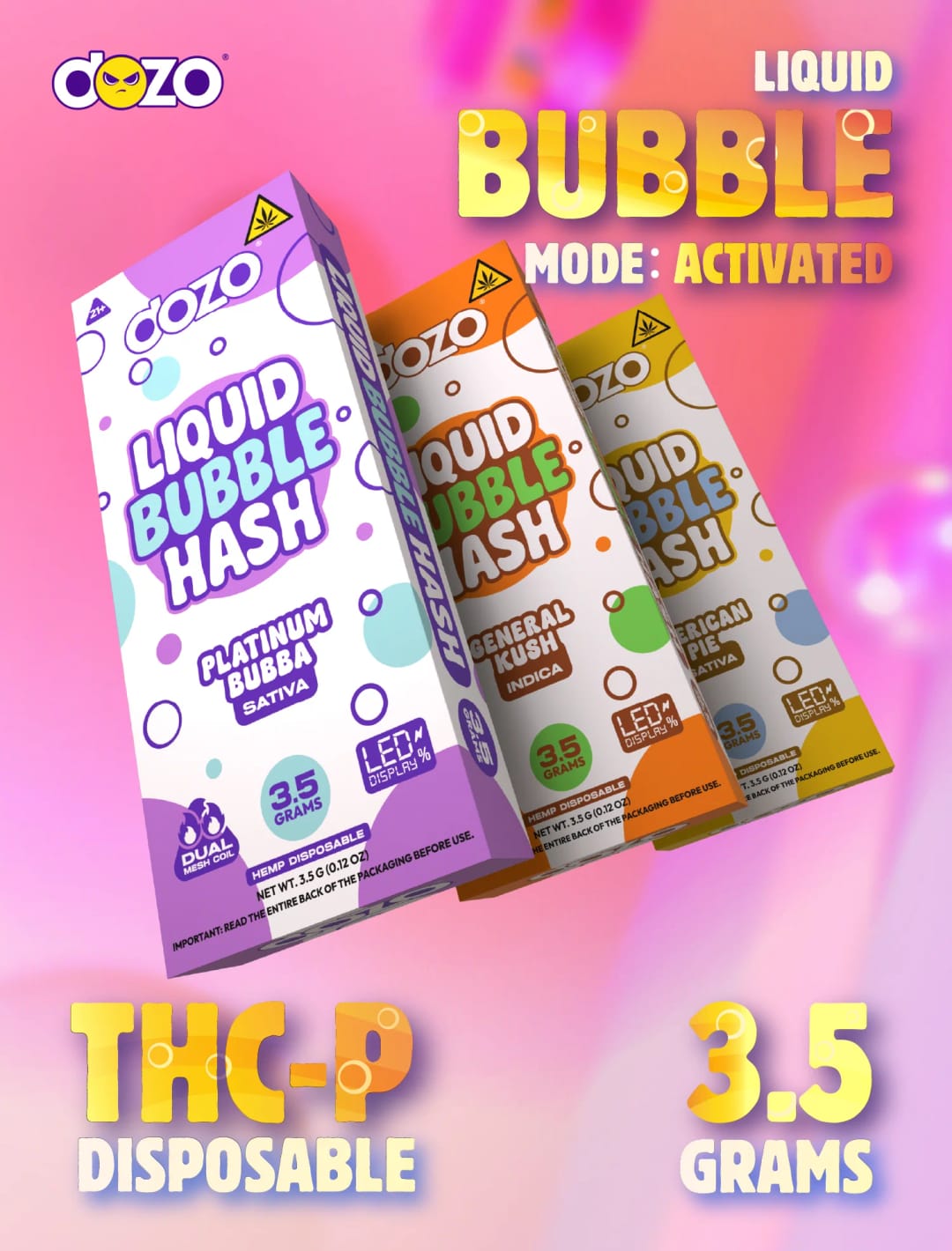 3.5 Dozo Liquid Bubble Hash THC-P Disposable – American Pie (Sativa)