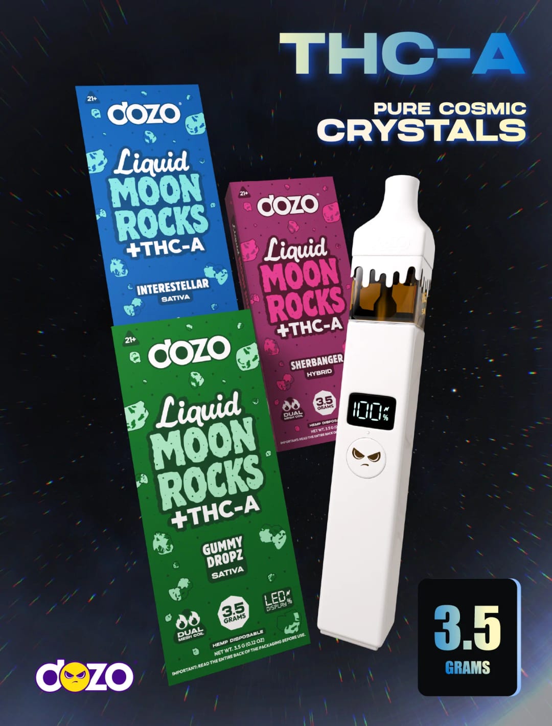 3.5 Dozo Liquid Moonrocks THC-A Disposable – Turbo Gruntz (Indica)