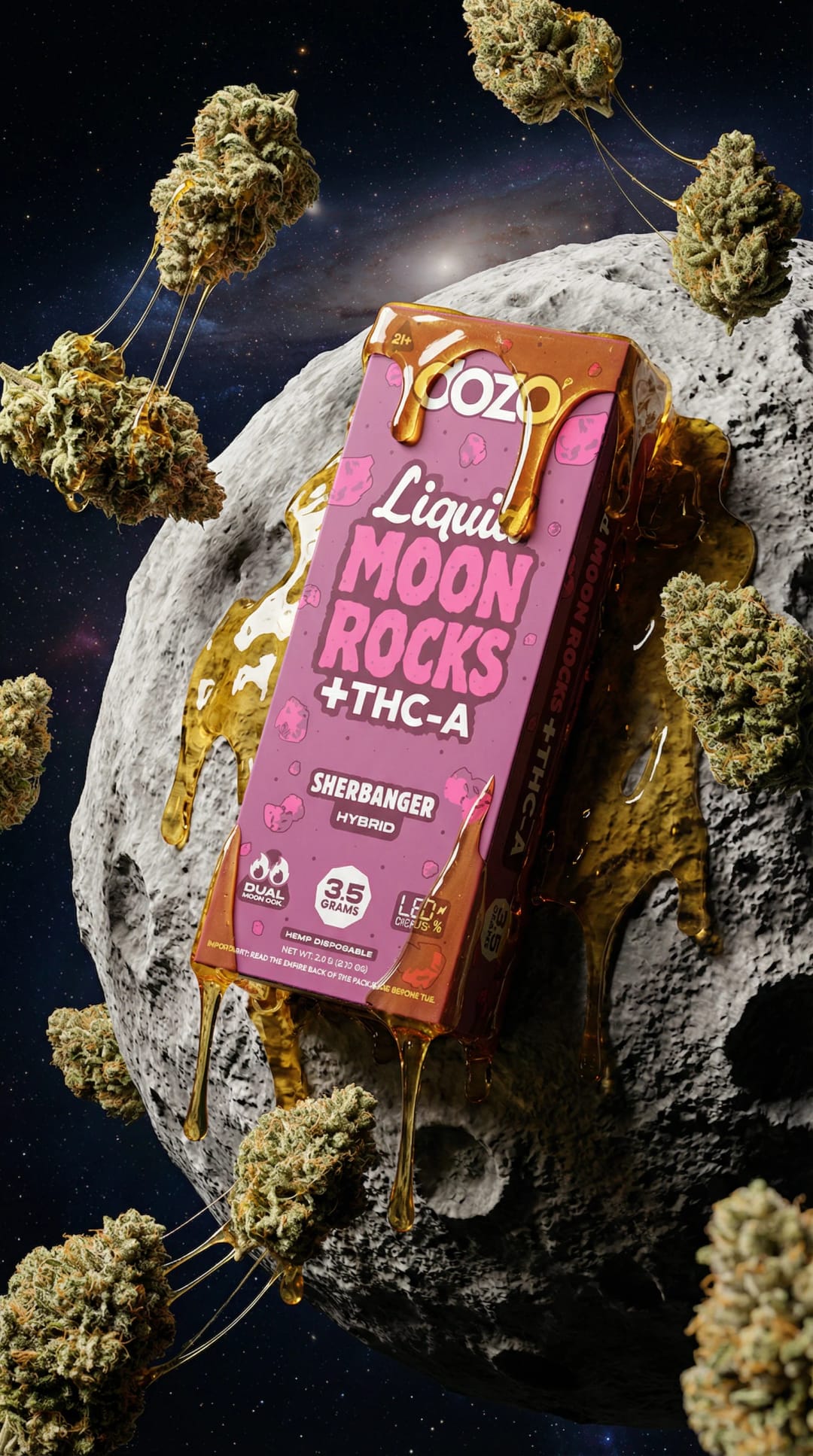 3.5 Dozo Liquid Moonrocks THC-A Disposable – Sherbanger  (Hybrid)