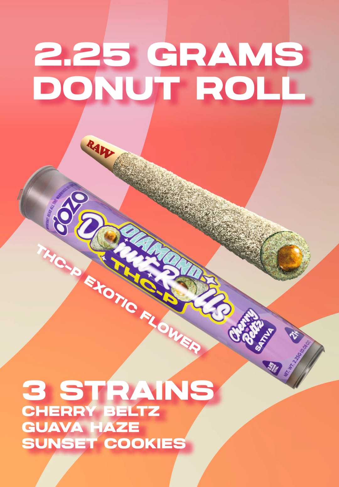 Dozo Diamond Donut Roll THC-P – Cherry Beltz (Sativa)