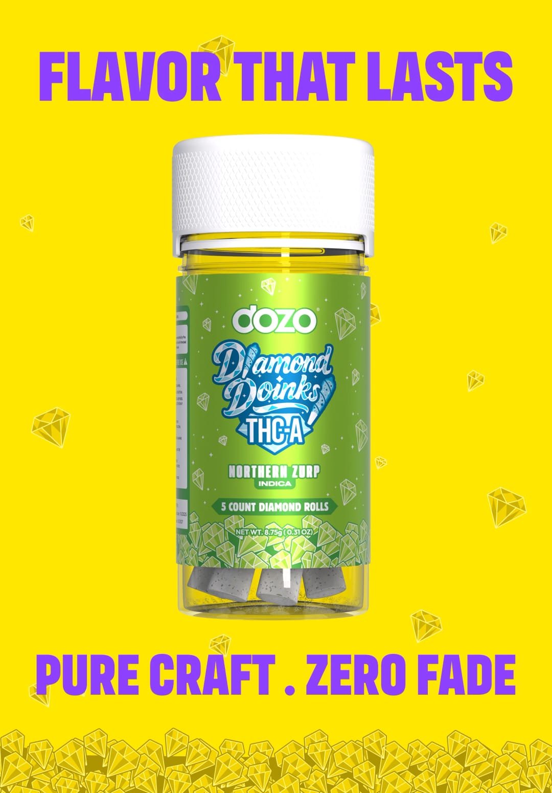 Dozo Doinks THC-A Diamond Rolls (5ct) – Northern Zurp (Indica)