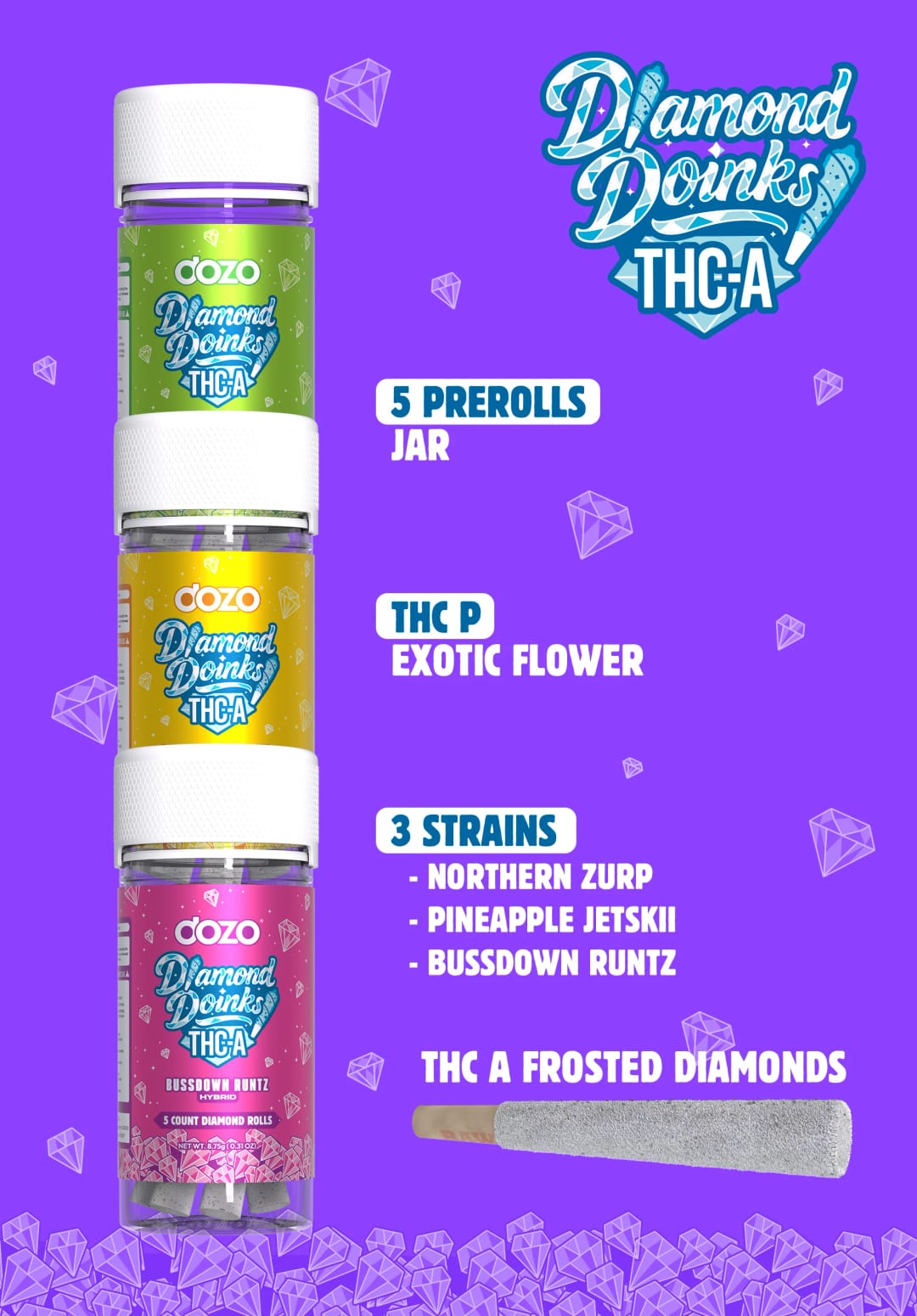 Dozo Doinks THC-A Diamond Rolls (5ct) – image 4