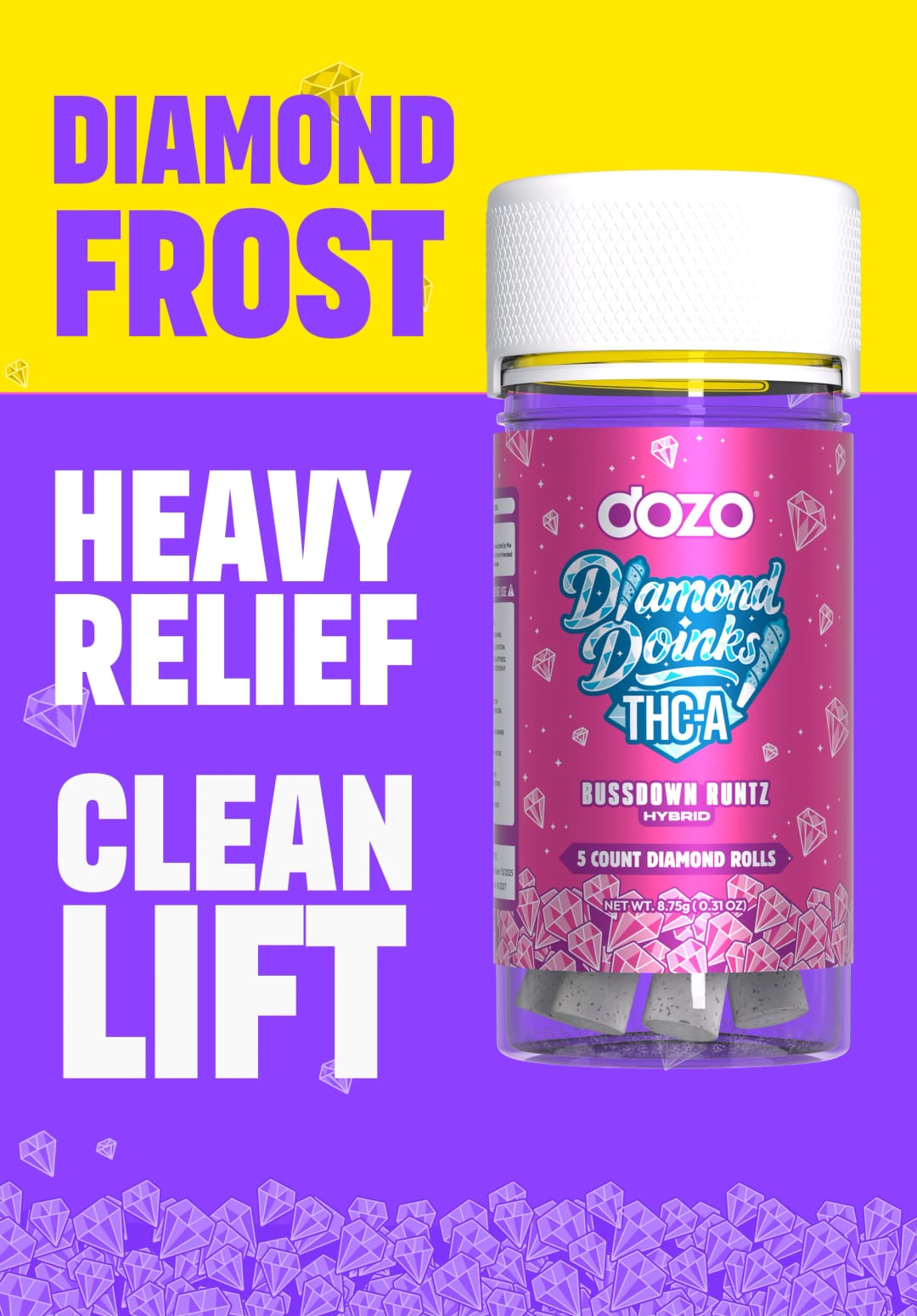 Dozo Doinks THC-A Diamond Rolls (5ct) – Bussdown Runtz (Hybrid)
