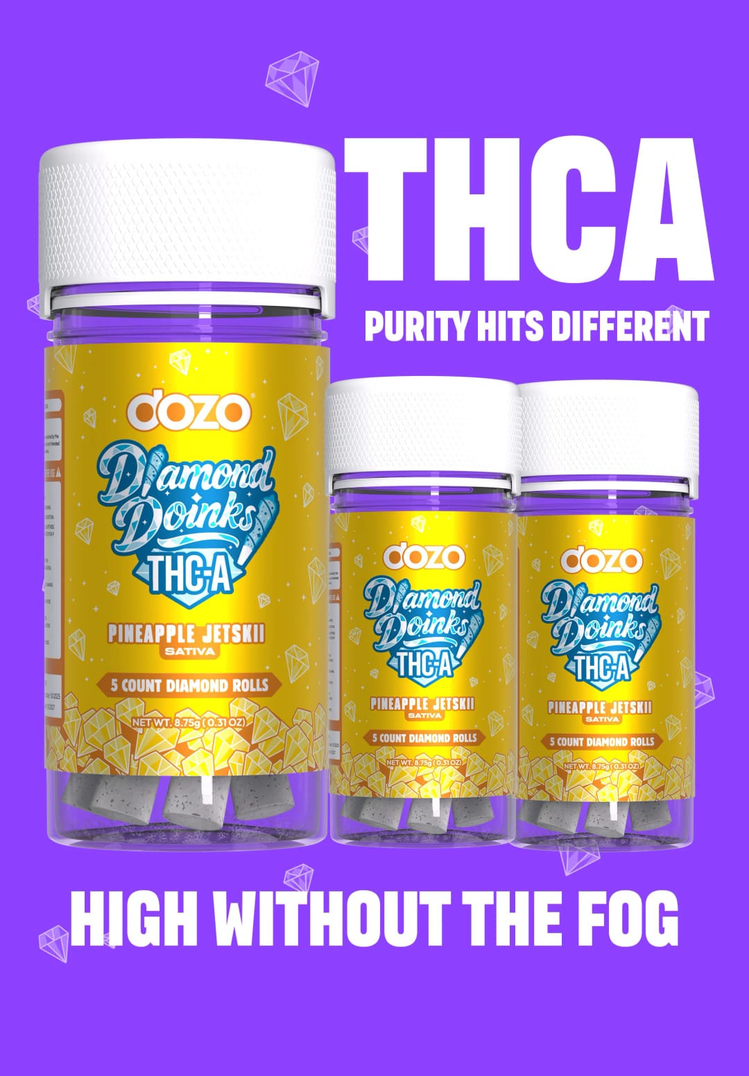 Dozo Doinks THC-A Diamond Rolls (5ct) – Pineapple Jetskii (Sativa)