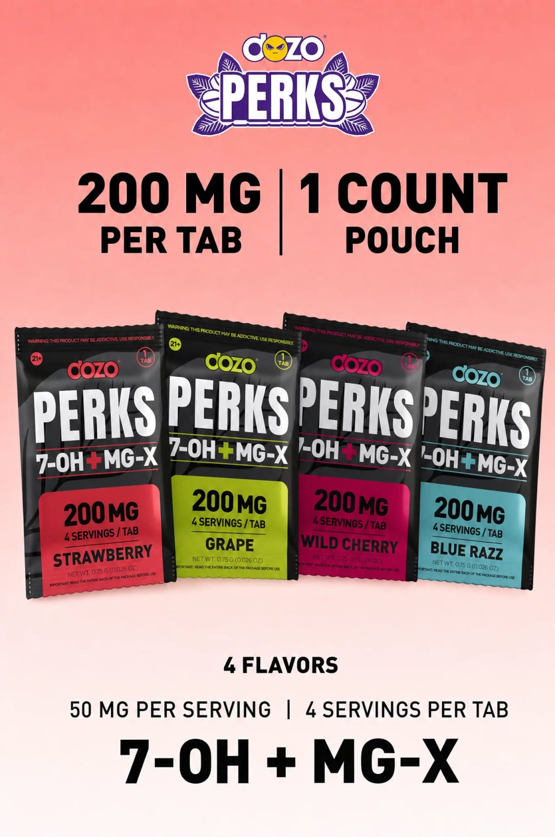 1ct 200mg Dozo PERKS 7-OH + MG-X