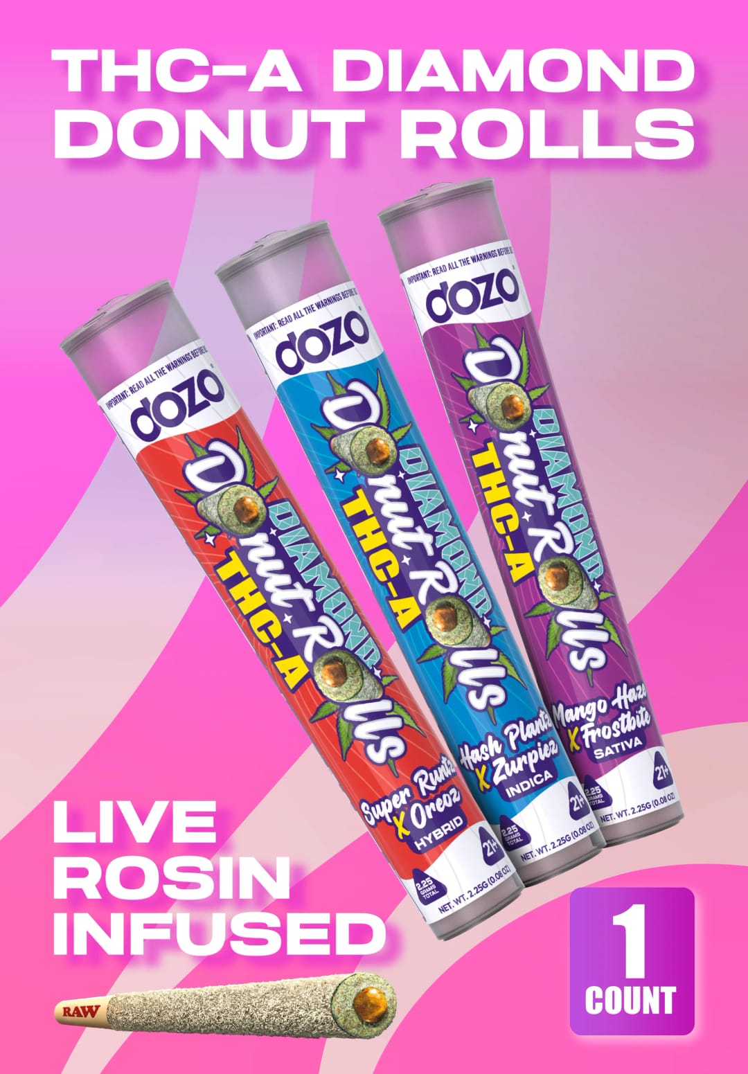 Dozo Diamond Donut Roll – Sunset Cookies (Indica)