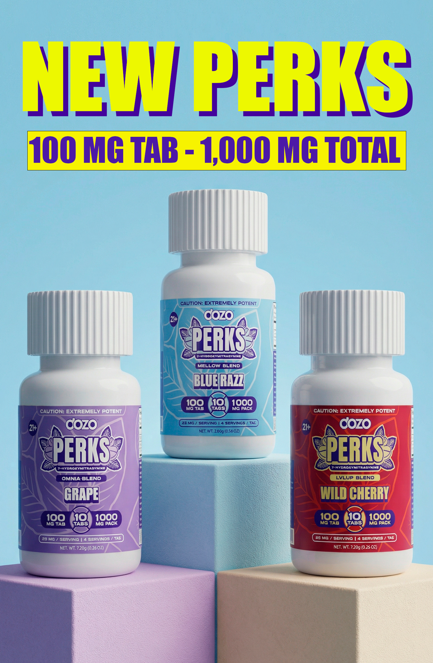 10ct 100mg Dozo PERKS 7-HYDROXYMITRAGYNINE | 1,000 mg bottle