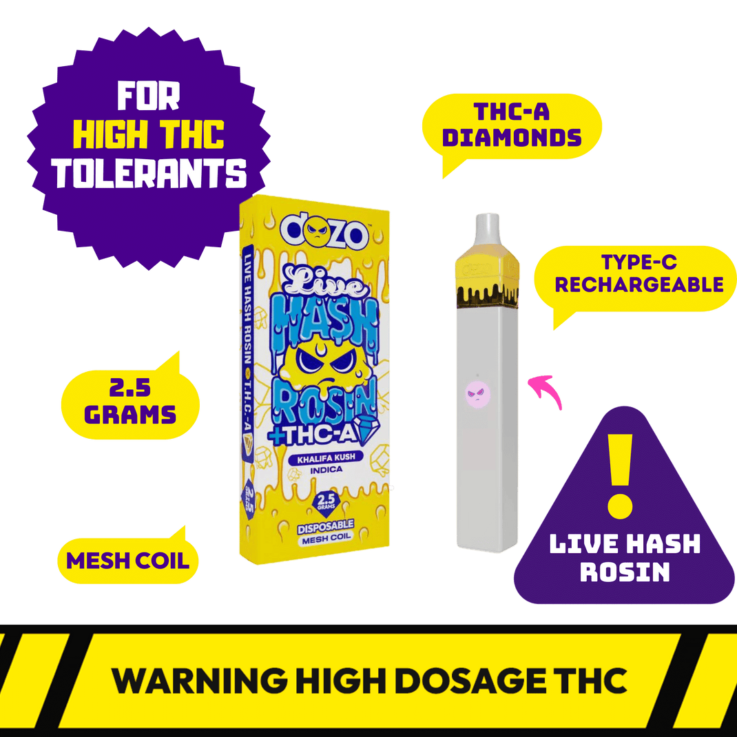 Dozo Live Hash Rosin THC-A Vape: Biscotti (Indica) – hippy-house.store