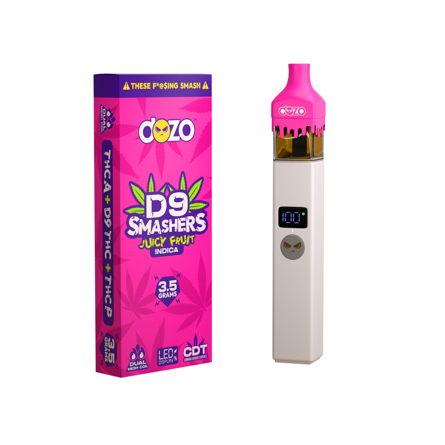 3.5g Dozo D9 Smashers THC-A Disposable: Jucy Fruit (Indica)