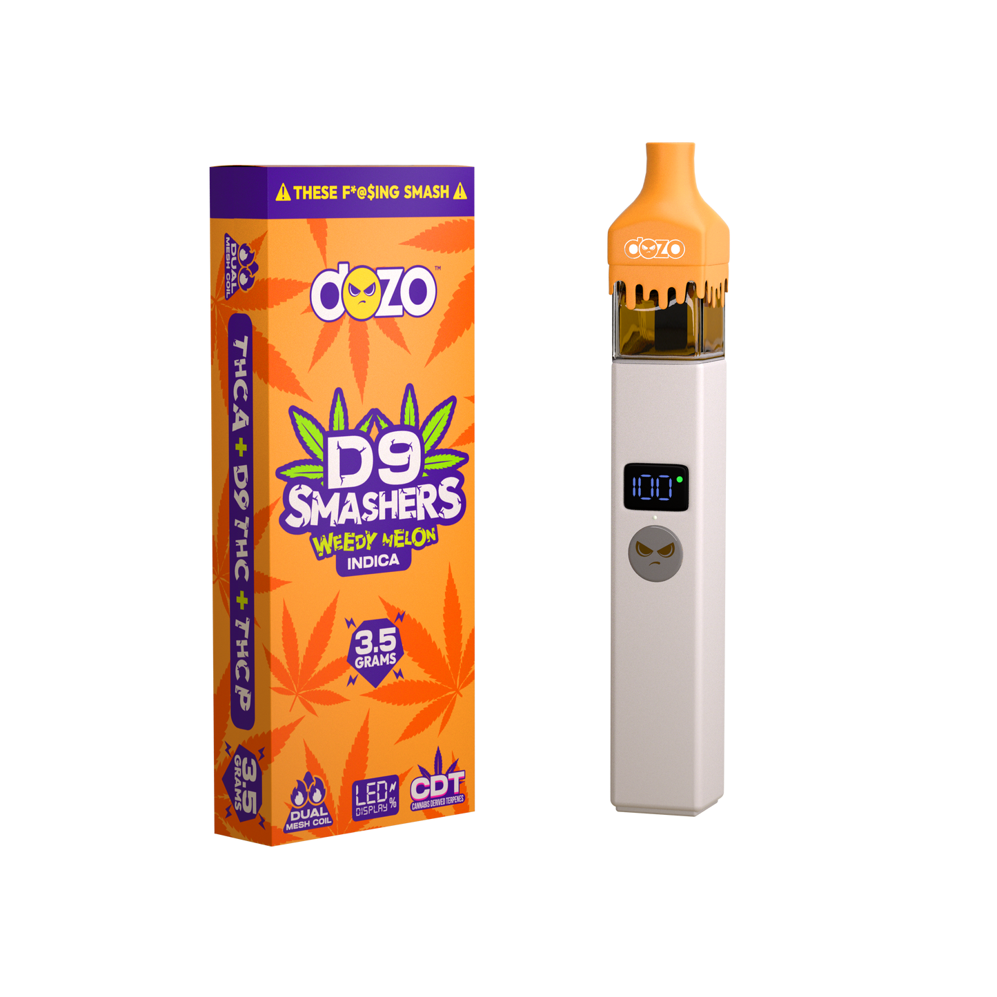 3.5g Dozo D9 Smashers THC-A Disposable: Weedy Melon (Indica)