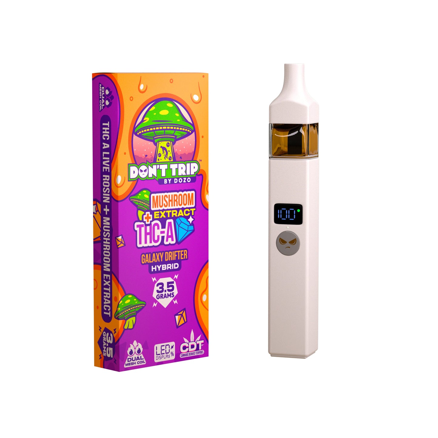 3.5g Dozo Don't Trip Mushroom Vape: Galaxy Drifter (Hybrid)