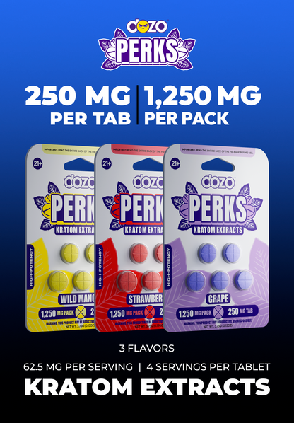 5ct Dozo Perks Kratom Extracts 250mg Tablets – High-Strength Mitragynine Formula