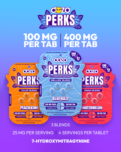 4ct 100mg Dozo PERKS 7-HYDROXYMITRAGYNINE | 400mg per PACK