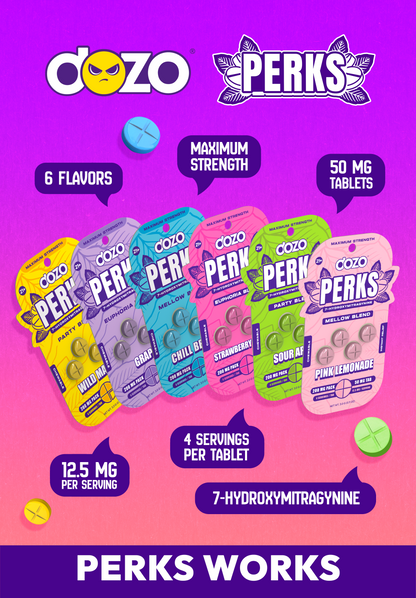 4ct 50mg Dozo PERKS 7-HYDROXYMITRAGYNINE | NEW FLAVORS