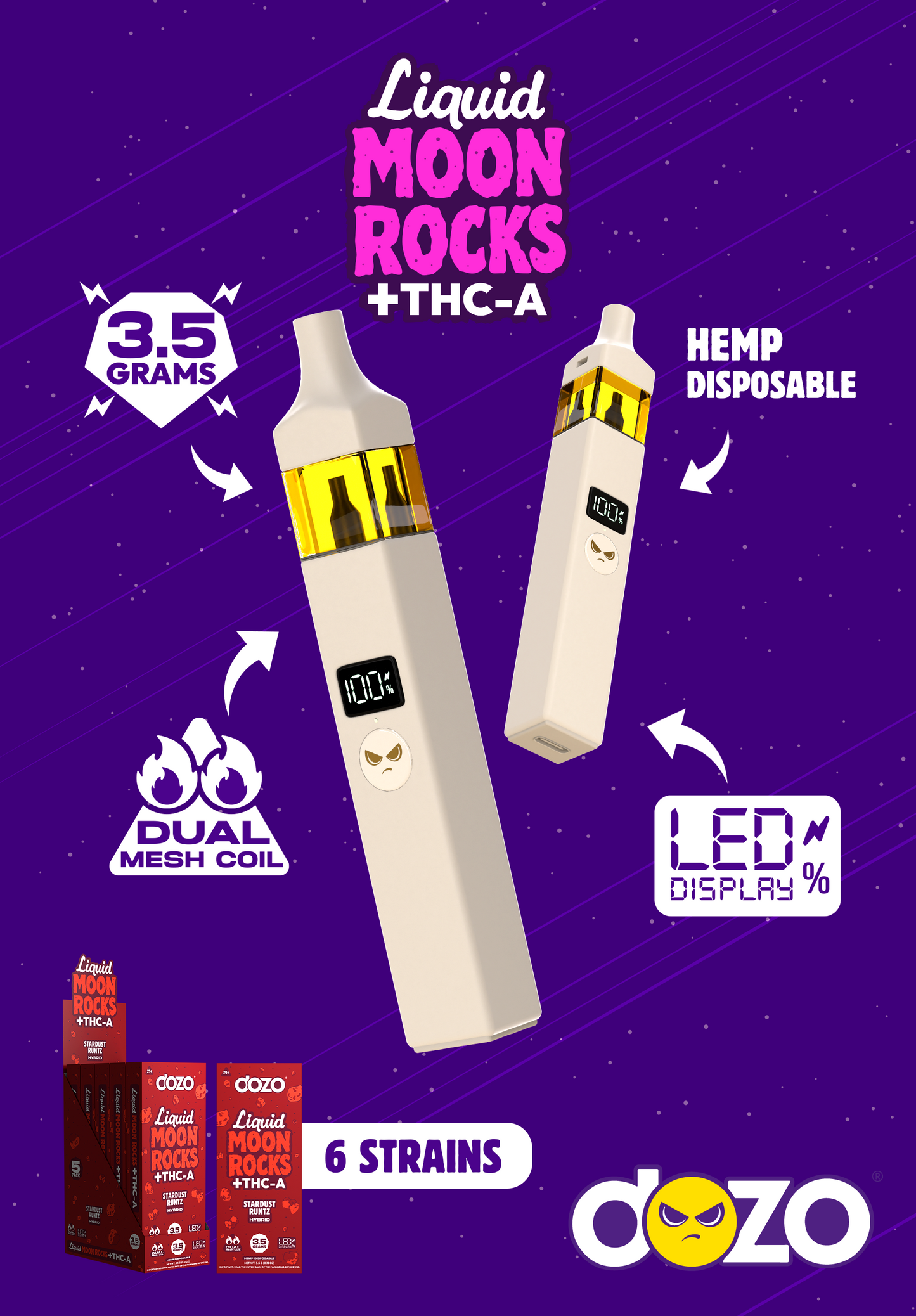 3.5 Dozo Liquid Moonrocks THC-A Disposable