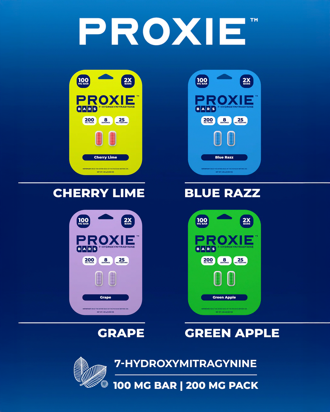 2ct 100mg Proxie Bars 7-HYDROXYMITRAGYNINE | 200mg per PACK