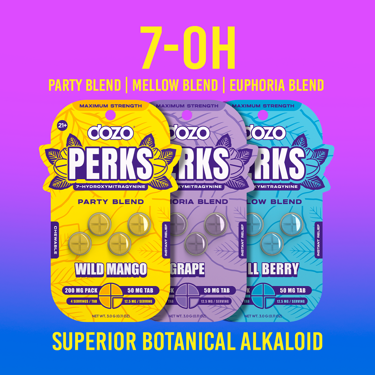 4ct 50mg Dozo PERKS 7-HYDROXYMITRAGYNINE | CHILL BERRY (MELLOW BLEND)