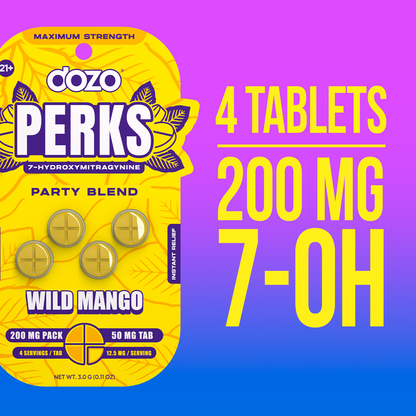 4ct 50mg Dozo PERKS 7-HYDROXYMITRAGYNINE | WILD MANGO (PARTY BLEND)