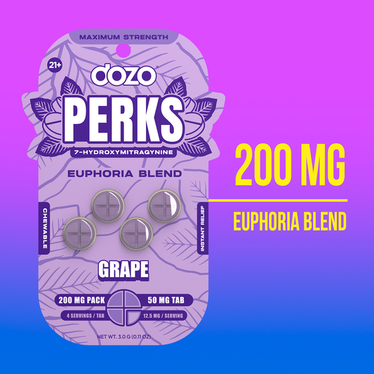 4ct 50mg Dozo PERKS 7-HYDROXYMITRAGYNINE | GRAPE (EUPHORIA BLEND)