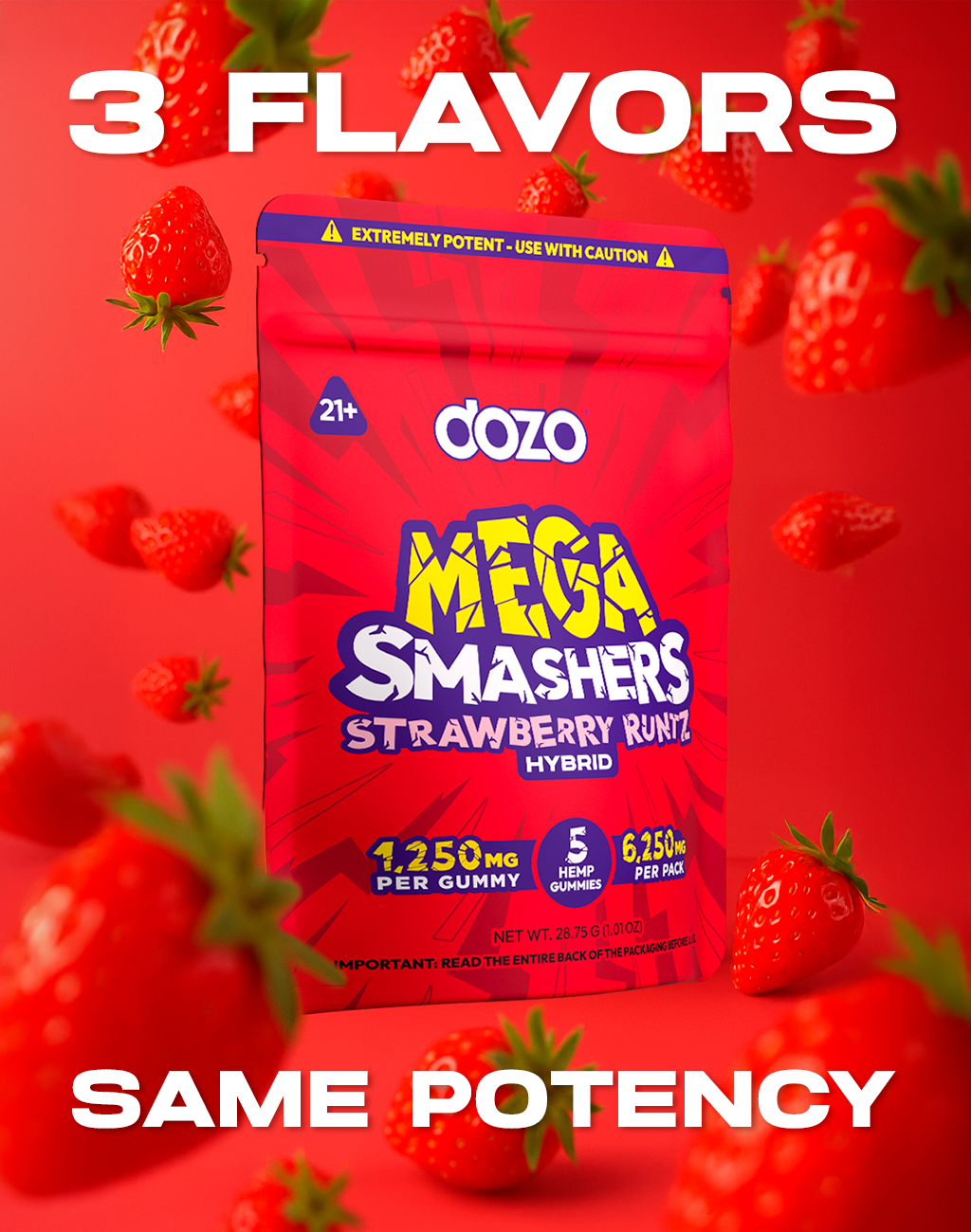 Dozo Mega Smashers – 1,250mg Ultra-Potent Gummies