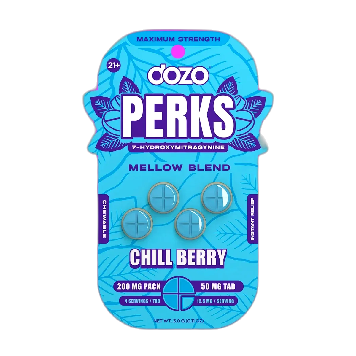 4ct 50mg Dozo PERKS 7-HYDROXYMITRAGYNINE | CHILL BERRY (MELLOW BLEND)