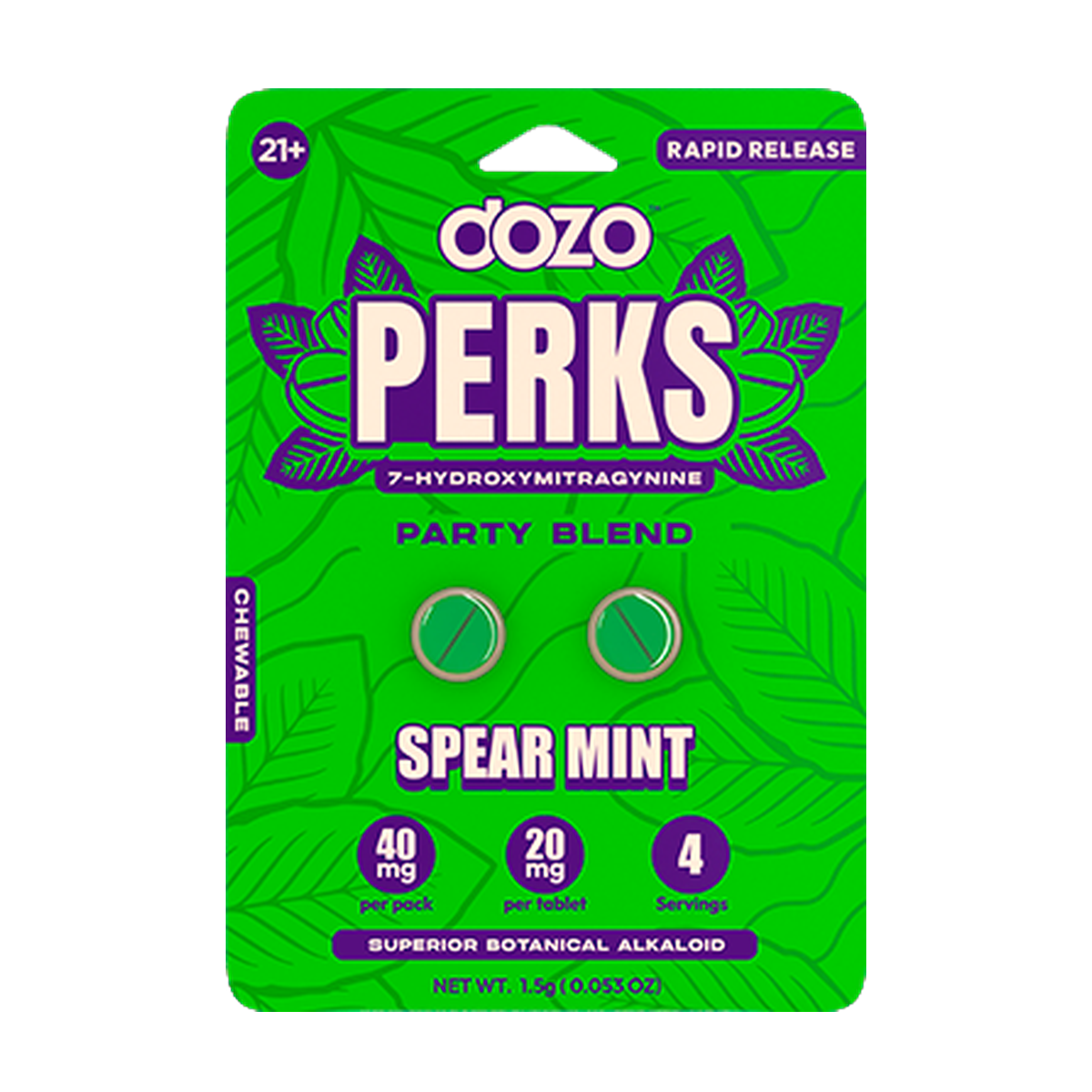 Dozo PERKS 7-HYDROXYMITRAGYNINE | WILD MANGO (Party Blend) | 2ct (40 mg Per Pack)