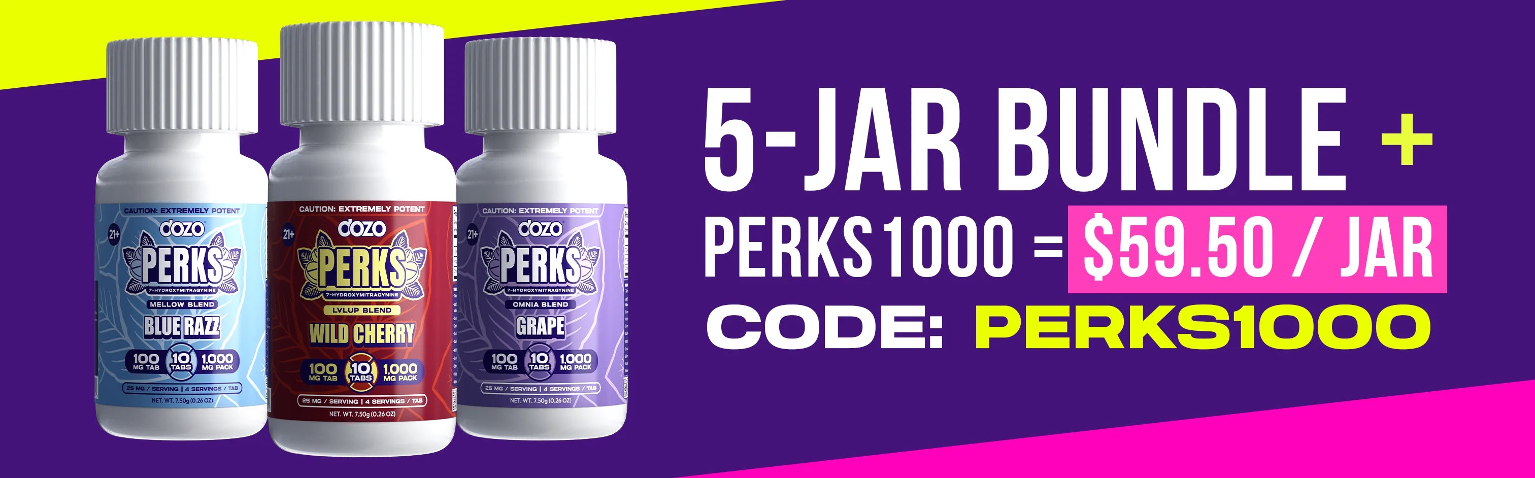 PERKS 1000mg 5-pack bundle, code PERKS1000 = 41% off, $59.48 per jar — desktop