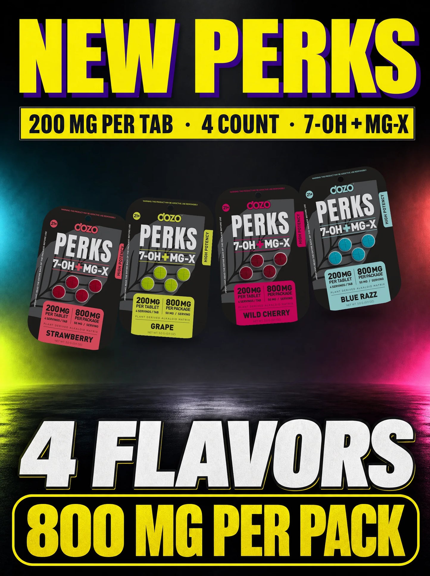 NEW PERKS 7-OH + MG-X 4-count 800mg