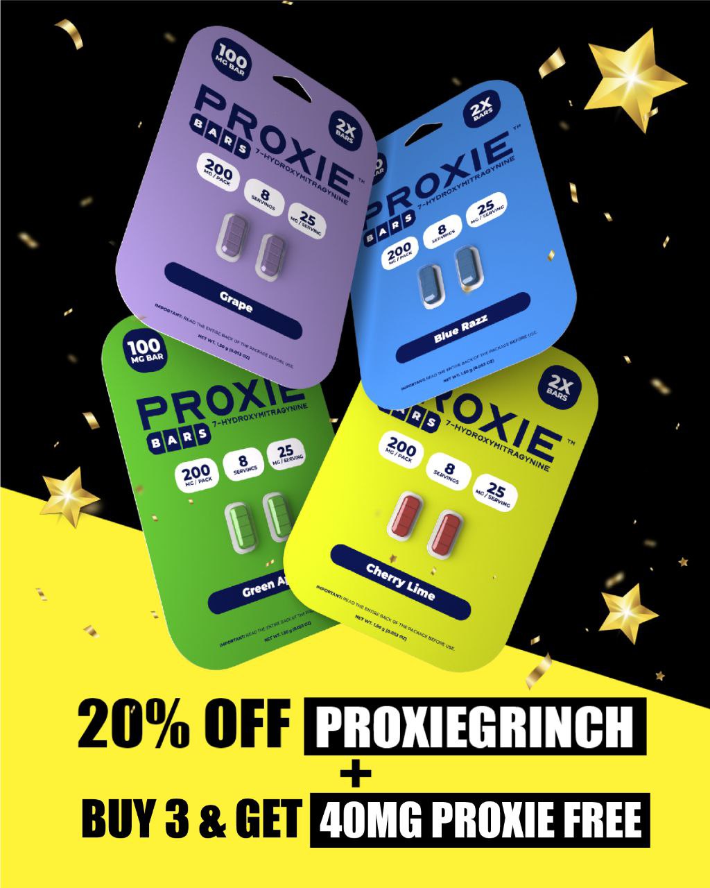 2ct 100mg Proxie Bars 7-HYDROXYMITRAGYNINE | 200mg per PACK