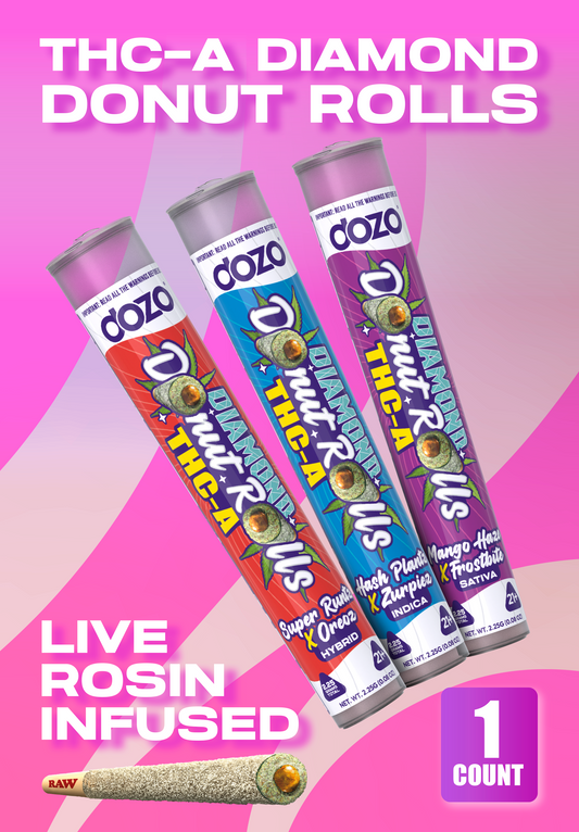 Dozo Diamond Donut Rolls THC-A  1ct | Live-Rosin Infused $20