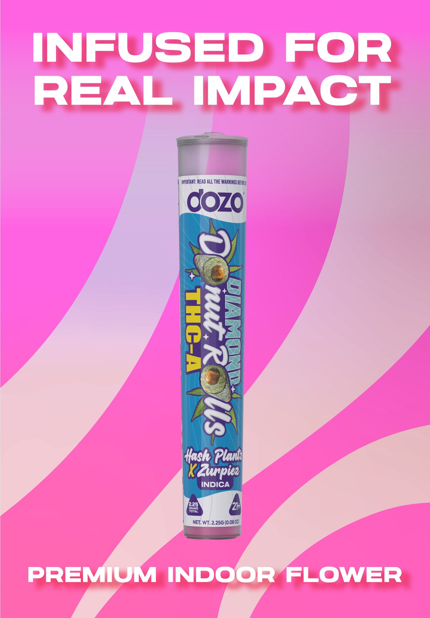 Dozo Diamond Donut Rolls THC-A  1ct | Live-Rosin Infused $20