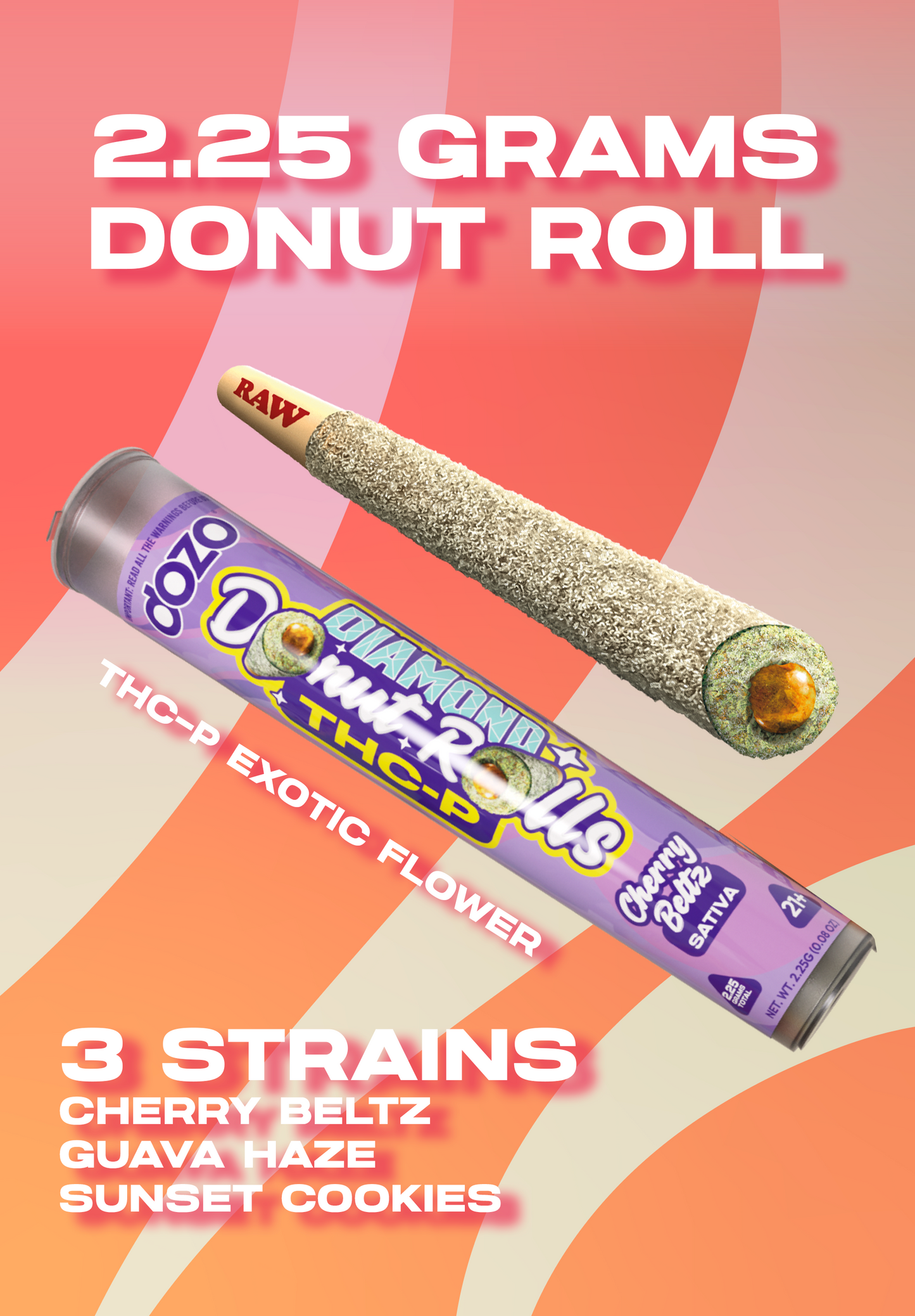 Dozo Diamond Donut Rolls THC-P  1ct | Live-Rosin Infused $20