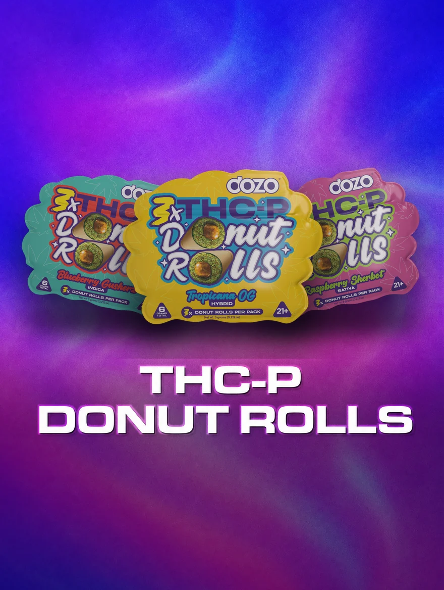 Dozo THC-P Diamond Donut Rolls, live rosin infused